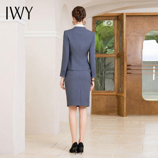 IWY/时尚高端蓝灰色职业西服套裙修身显瘦律师上班工作服气质展示中心olCS1858 商品图4