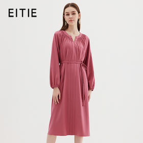 EITIE爱特爱秋季新款舒适系带显瘦百搭通勤连衣裙C2307258