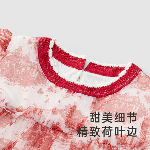 【商场同款】英氏女童秋冬连衣裙女宝宝长袖裙子红色秋冬款小宝宝裙子 商品图3