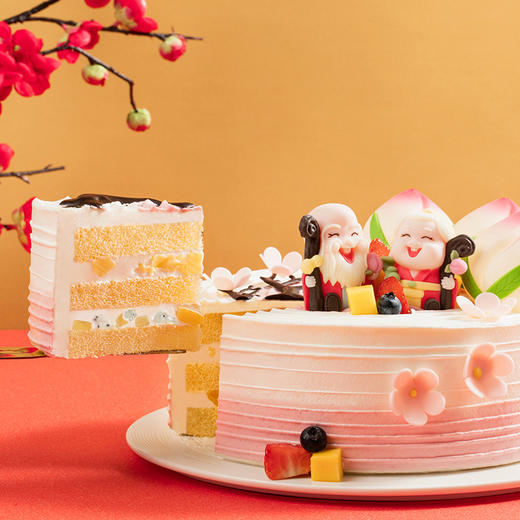 【寓意美好】万寿福桃蛋糕，福星寿桃藏满鲜果与布丁，恭祝万寿无疆（成都幸福西饼蛋糕） 商品图3