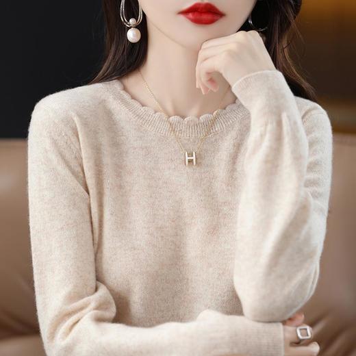 黄色圆领毛衣上衣长袖针织衫女款内穿外搭打底衫宽松气质毛衣 商品图2