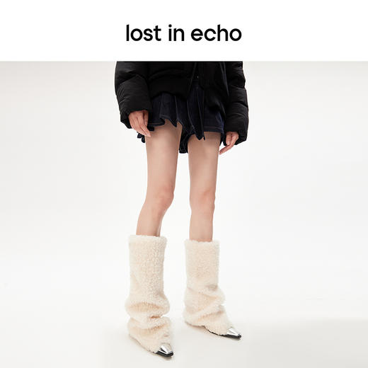 [断码]尖头毛绒堆堆长靴  柔软卷毛俏皮甜酷 商品图4