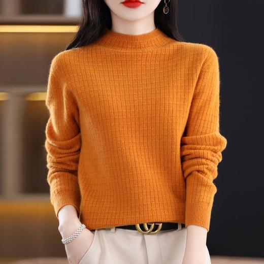 新款2023秋季风气质安迪绒套头厚半高领常规毛衣女式针织衫 商品图0