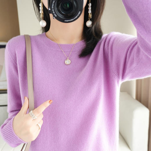 【特价清仓】秋冬季圆领针织女宽松大码长袖百搭纯色套头毛衣内搭薄款打底衫 商品图8