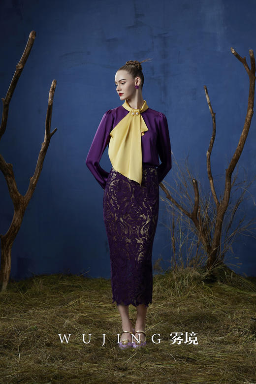 3203039 暮染拂紫 进口定制水溶牛奶丝半裙 雾境 商品图1