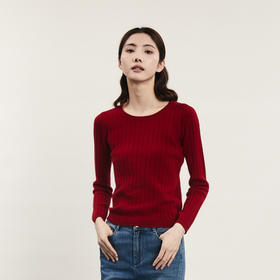 谜底圆领套头针织衫女2023冬款亲肤纯色打底山羊绒毛衫239MZ7501