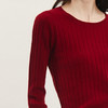 谜底圆领套头针织衫女2023冬款亲肤纯色打底山羊绒毛衫239MZ7501 商品缩略图3