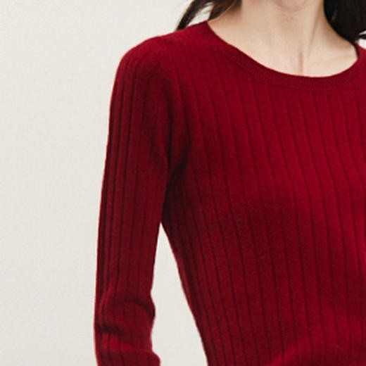 谜底圆领套头针织衫女2023冬款亲肤纯色打底山羊绒毛衫239MZ7501 商品图3