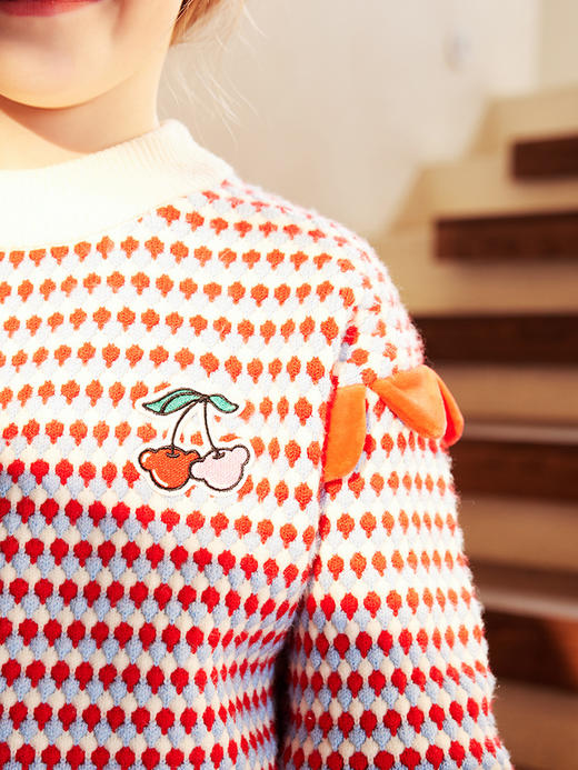 【MQD】女大童条纹满版印花半高领毛衣冬新款学院百搭加厚针 商品图2