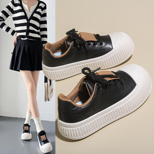 「两色可选！新款上架」2023秋季小白鞋 新款韩版ins运动跑步女学生厚底休闲街拍鞋 商品图0