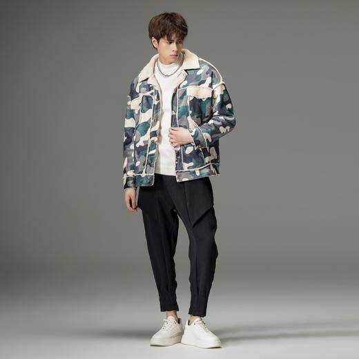 PINLI品立秋冬新品迷彩翻领加绒夹克男士工装仿羊羔毛潮外套B233104049 商品图1