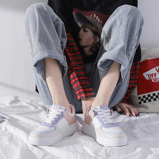 「数款可选！拼色款」网红日系小白鞋 女新款拼色小白鞋马卡龙学生厚底板鞋 商品图2