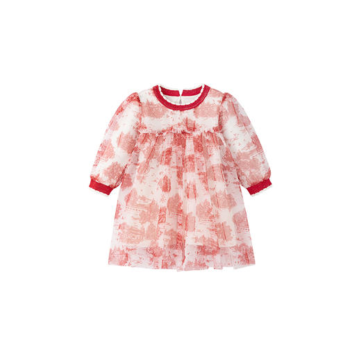 【商场同款】英氏女童秋冬连衣裙女宝宝长袖裙子红色秋冬款小宝宝裙子 商品图4