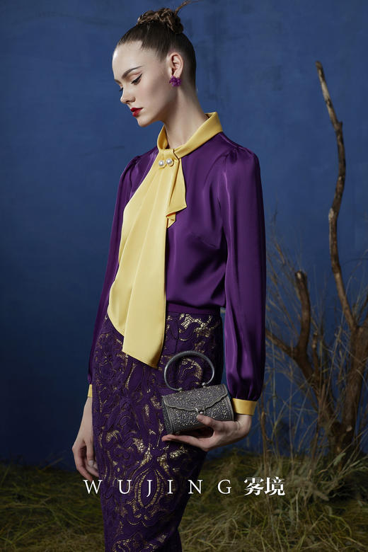 3203039 暮染拂紫 进口定制水溶牛奶丝半裙 雾境 商品图5