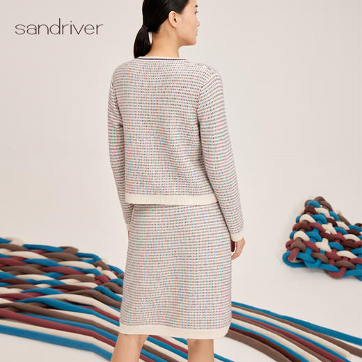 羊绒小香风提花针织女开衫SJF95W488K 商品图2