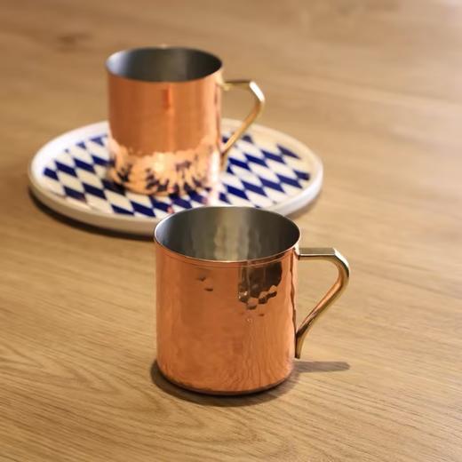 日本进口食乐工房ASAHI手作纯铜杯锤目纹咖啡杯啤酒冷饮马克杯茶杯 商品图2