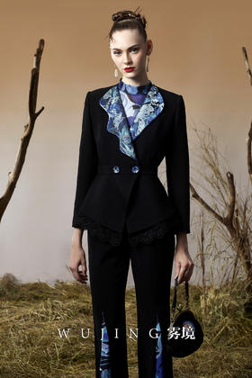 3203060 珠光蓝樱 水晶双重斜纹混织料，油画提花西装 雾境