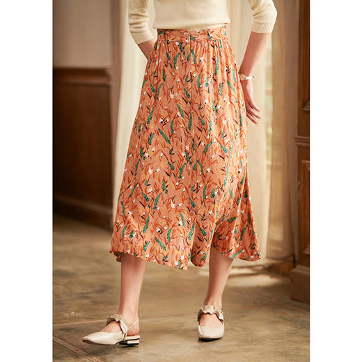 欧芮儿印花半身裙中长款女高腰2022新款夏季显瘦度假沙滩A字裙ins 商品图0