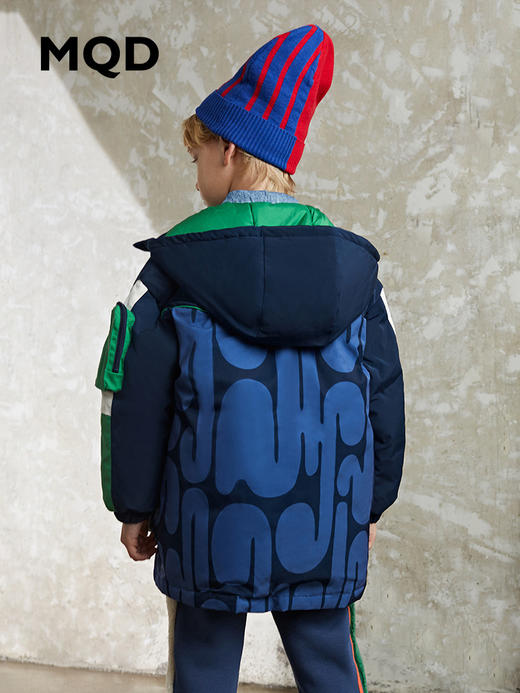【MQD】【170】【设计师系列】男童羽绒服冬新款连帽工装超厚保暖中长 商品图1