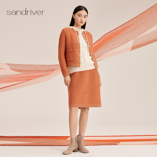 羊绒小香风提花针织女开衫SJF95W488K 商品图4