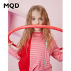 【MQD】童装女童T恤春秋季新款字母条纹拼接圆领宽松胶印落肩上衣 商品缩略图0