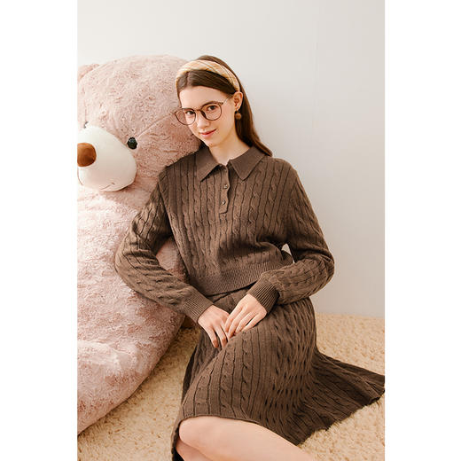 【严选】诗凡黎冬甜酷学院风绞花POLO衫连衣裙SEA190831 商品图3