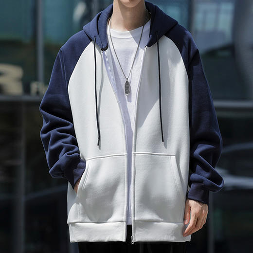 【圈】【新款DSY】大依优型雷萨顿威加绒开衫卫衣外套大码男装宽松圆领印花潮流男士加肥加大胖子上衣 商品图2