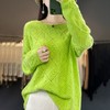 2023年秋冬新款韩版女士纯羊毛圆领长袖菱形针织纯色套头羊毛衫 商品缩略图4