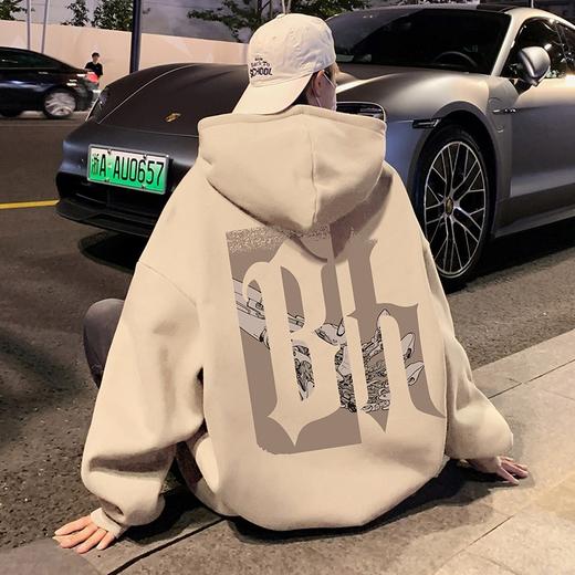 【港风高街潮牌，时尚潮流的态度！】oversize连帽纯棉卫衣男春秋季2023新款宽松帽衫港风高街潮牌外套 商品图0