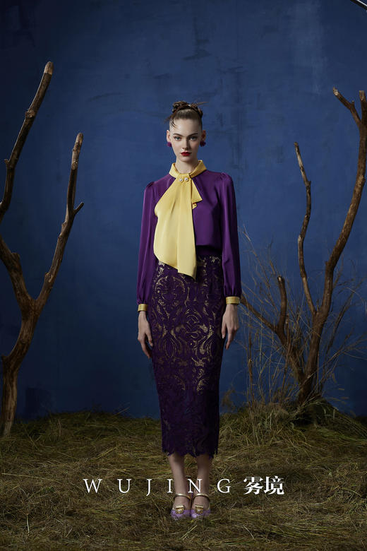 3203039 暮染拂紫 进口定制水溶牛奶丝半裙 雾境 商品图2