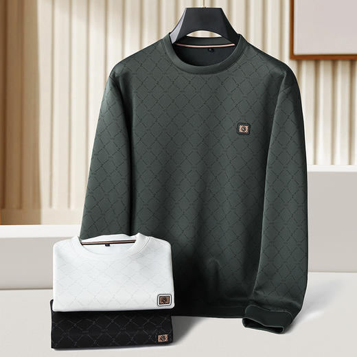 【新款DK】大依优型大码男空气层满印印花卫衣长袖圆领宽松立体显瘦加肥加大舒适秋季上衣胖子 商品图2