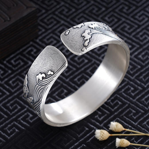 子佩集S999银【鱼跃龙门】手镯【YS024】带金色嵌真金2309 商品图4