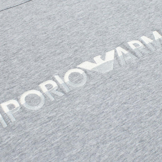 EMPORIO ARMANI 阿玛尼 男士棉质字母徽标印花连帽卫衣 浅灰色 6R1MCM 1JHSZ 0630 商品图3