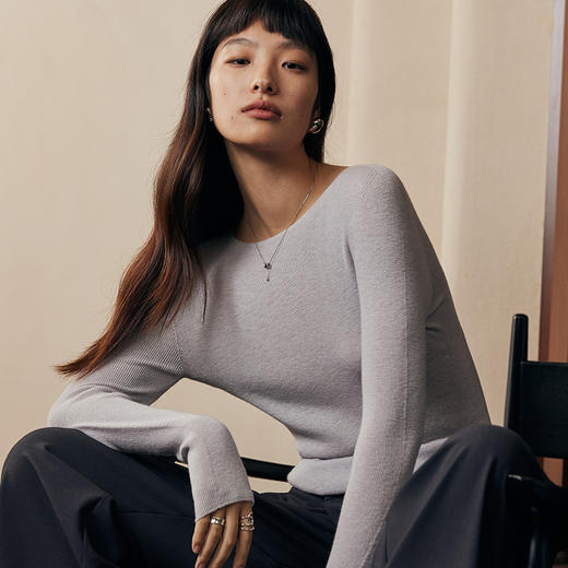 IN AND ON可机洗绵羊毛无缝一体打底衫女2023秋季半高领羊毛衫三种领型 商品图7