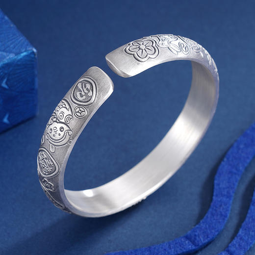 子佩集S999银【吉言】手镯【YS021】带金色嵌真金2309 商品图5