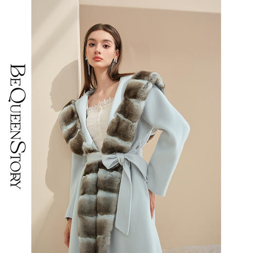BeQueenStory【龙猫传说】设计感秋冬时尚长款气质羊绒羊毛外套女 商品图4