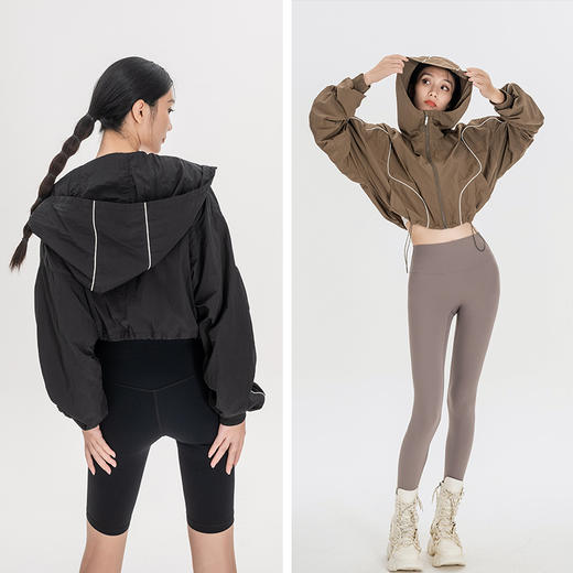 【户外防风面料】反光拼接连帽运动防风衣外套 商品图9