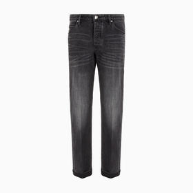 EMPORIO ARMANI 阿玛尼 男士 J69 Denim Lab 宽松复古效果镶边休闲牛仔裤 黑色 6R1J69 1DQVZ 0006