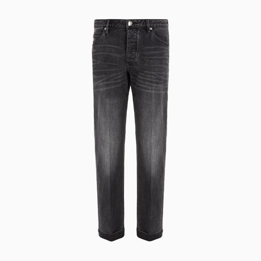 EMPORIO ARMANI 阿玛尼 男士 J69 Denim Lab 宽松复古效果镶边休闲牛仔裤 黑色 6R1J69 1DQVZ 0006 商品图0