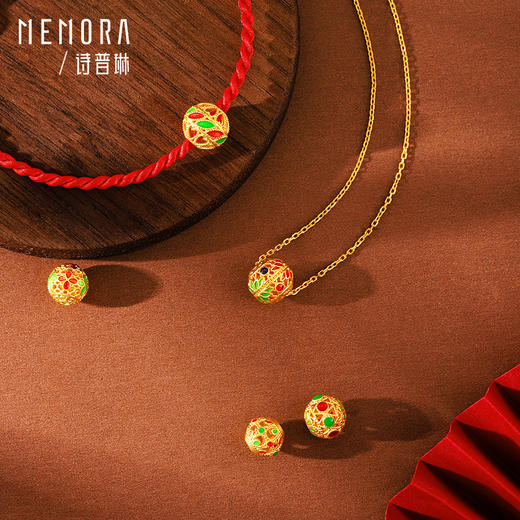 【任选3件1998元】黄金玲珑绣球吊坠女款足金花丝国潮风锦绣金球金秋素金挂坠子MEMORA诗普琳HPE17701（线上专供） 商品图6