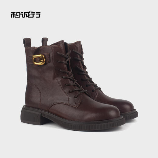 和诚行 2023秋冬新款厚底马丁靴女时尚百搭英伦风短靴0460233 商品图0