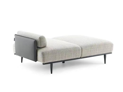 栖居 休闲椅 简奢 马鞍皮棉麻布+高回弹海绵+松木架+碳素钢金属烤漆底架[免费送装，偏远地区除外] 商品图3