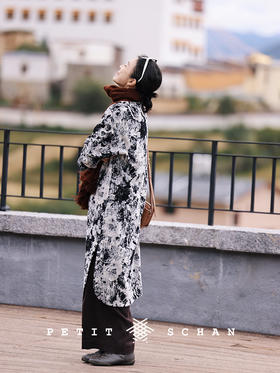 烟雨江南 水墨提花新中式连衣裙