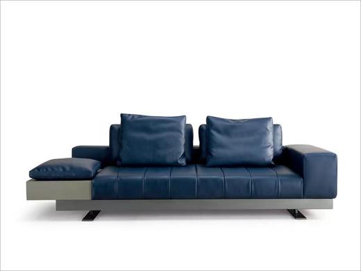 栖居 沙发简奢 B级半皮+实木内架+中纤板贴pvc皮扶手几+不锈钢脚[免费送装，偏远地区除外] 商品图2