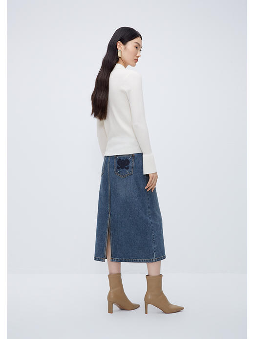 NEELLY纳俪商场同款POLO领毛衣女新款时尚喇叭袖套头针织百搭上衣N23102A01034 商品图3