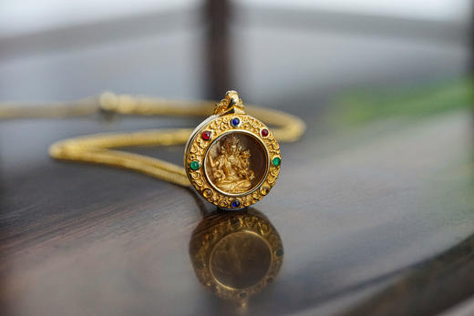 18K+22K金文殊菩萨嘎乌盒 吊坠 特价 商品图2