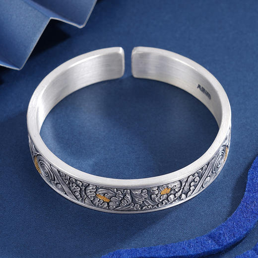 子佩集S999银【华韵】手镯【YS010】带金色嵌真金2309 商品图3