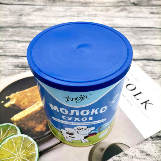 【中欧班列精选】俄罗斯叶莲娜小白牛脱脂桶装奶粉 400g/桶 商品图4