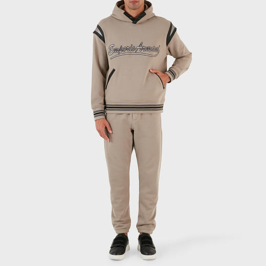 EMPORIO ARMANI 阿玛尼 男士徽标刺绣棉质连帽卫衣 淡褐色 6R1MG1 1JWPZ 0643 商品图3