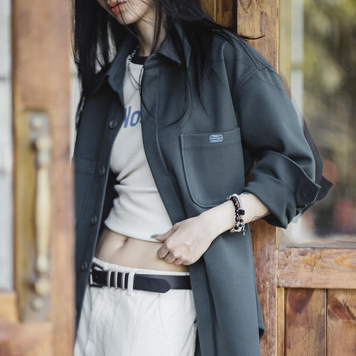 马登女装美式复古毛呢衬衫夹克休闲宽松设计感小众衬衣外套厚秋冬 商品图1